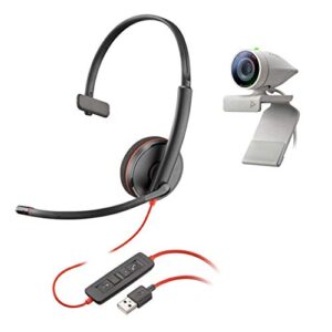 Poly - Studio P5 Kit with Blackwire 3210 (Plantronics) - 1080p HD Video Conferencing Camera - Professional Webcam and USB-A Kit with Wired One Ear Headse