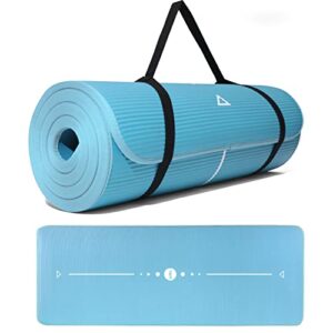 Amazon Brand – Umi - Pilates Mat Exercise Yoga Mat Extra Thick Foam Mat Gym Fitness Mats for Camping and Workout Home Gym Outdoor Use With Carrying Strap
