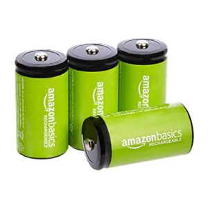 Amazon Basics C Cell Rechargeable Batteries 1.2V (5000mAh Ni-MH) - Pack of 4