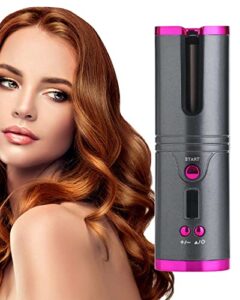 Cordless Automatic Hair Curler USB Rechargeable Cordless Hair Curlers for Long Hair Short Hair with LCD Display Adjustable Temperature Setting Professional Curling Iron Hair Curlers Wireless Curle