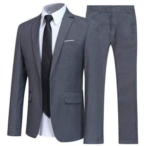 Allthemen Mens Suits 2 Piece Suit Slim Fit Wedding Dinner Tuxedo Suits for Men Business Casual Jacket & Trousers 10 Colors Available