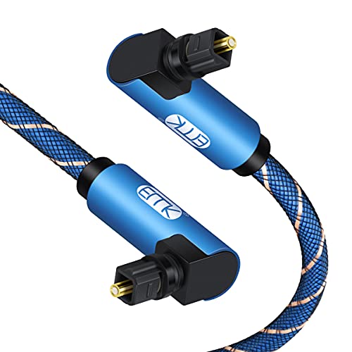 Dual 90 Degree Right Angle Optical Audio Cable Toslink Cable Nylon Braided Digital Audio Optical Fiber Cable for SoundBar