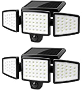 LE Solar Security Lights, 3 Heads Outdoor Solar Lights Motion Sensor with 6500K 1000LM IP65 Water...