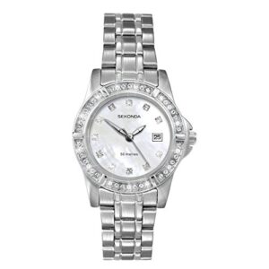 Sekonda Ladies 28mm Stone Set Dress Watch 50m Water Resistant Date Window