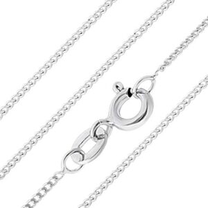 Aeon Jewellery 925 Sterling Silver Necklace - 1mm Diamond Cut Curb Chain Necklace | Choose from 16" -30" Chain | For Layered Looks