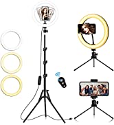 Ring Light with Tripod Stand & Phone Holder, 10 inch Selfie Ring Lights for Phone, Dimmable LED C...