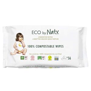 Eco by Naty Unscented Baby Wipes - 100% Compostable and Plant-Based Wipes
