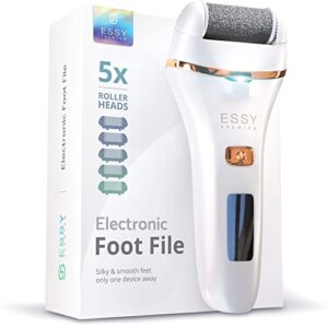 Electric Foot File Pedicure Feet Hard Skin Remover Foot Scraper Dry Dead Skin Remover Callus Exfoliator Rechargeable Feet Scrubber with 5 Replacement Rollers Foot Care Skin Removers