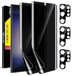 Milomdoi [2+3 Pack] for Samsung Galaxy S23 Ultra Privacy Screen Protector [Not Glass] Accessories 2 Pack TPU Film Privacy Screen Samsung S23 Ultra 5G with 3 Pack Tempered Glass Camera Lens Protecto