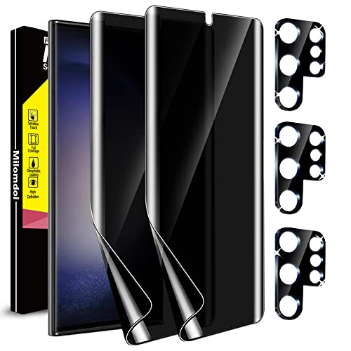 Milomdoi [2+3 Pack] for Samsung Galaxy S23 Ultra Privacy Screen Protector [Not Glass] Accessories 2 Pack TPU Film Privacy Screen Samsung S23 Ultra 5G with 3 Pack Tempered Glass Camera Lens Protecto