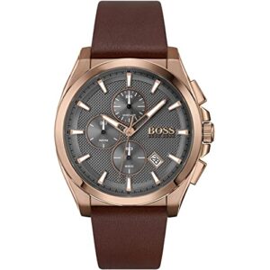 BOSS Chronograph Quartz Watch for Men with Brown Leather Strap - 1513882