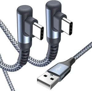 2-Pack 3M USB C Right Angle Samsung 90 Degree 3.1A Fast Charger Cable Braided Compatible for Flip/Fold z3 S10 S8 S20 S21 S22 A02s A03s A12/13 A21s/22/20 A32 A52s A70/72 Note 20/10