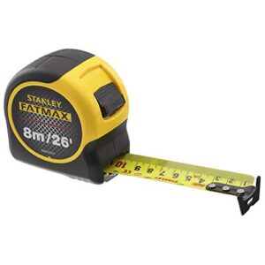 STANLEY FATMAX Tape Measure Blade Armor 8 M Metric and 26 FT Imperial Shock Resistant with Mylar Coating and Cushion Grip 0-33-726