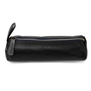 Artway Indigo Doodle Soft Leather Pencil Case - Black Leather Pencil Case - 20cm Long