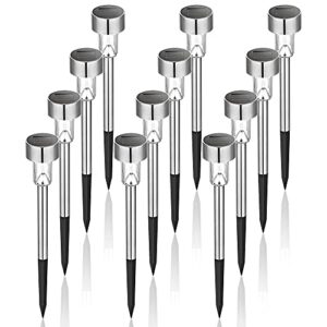 GIGALUMI Solar Lights Outdoor Garden Led Light Landscape/Pathway Lights Stainless Steel-12 Pack            [Energy Class A+++]