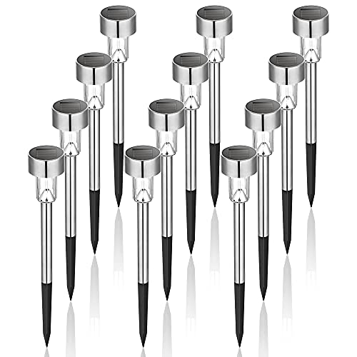 GIGALUMI Solar Lights Outdoor Garden Led Light Landscape/Pathway Lights Stainless Steel-12 Pack            [Energy Class A+++]