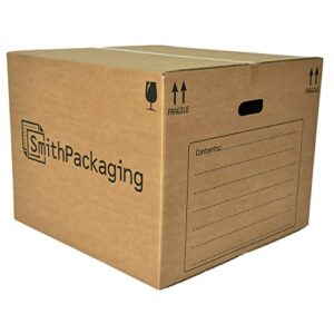 SmithPackaging 5 Extra Large Strong Double Wall Cardboard Packing Moving House Boxes 53cm x 53cm x 41cm with Carry Handles and Room Lis