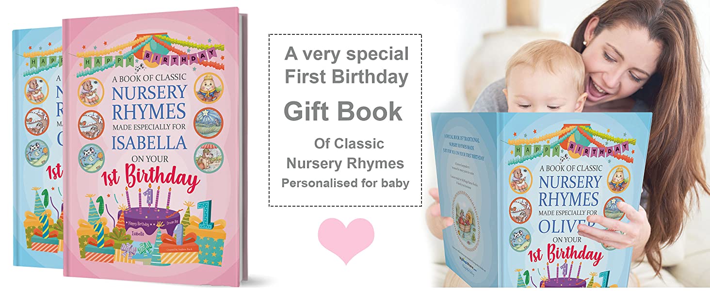 1st birthday gift book of nursery rhymes for first bday baby keepsake present for godson grandson