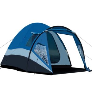 Portal 2/4 Man Camping Tent Family Tent with Porch 3000mm Waterproof Double Skin with Sewn-in Groundsheet Outdoor Shelter with Anteroom for Picnic Garden Festival
