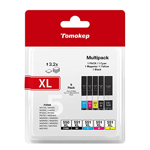 550XL 551XL Replacement for Canon PGI-550 XL CLI-551 XL Ink Cartridges High Yield(PGBK/BK/C/M/Y)