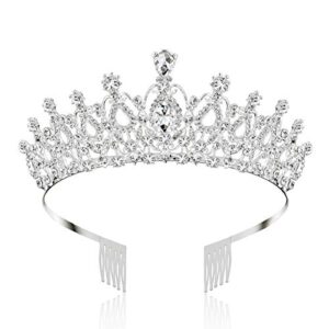 Makone Crystal Tiara Crown with Rhinestones Comb for Girls and Women Wedding Bridal Crown Proms Pageants Princess Birthday Party(Style 5)