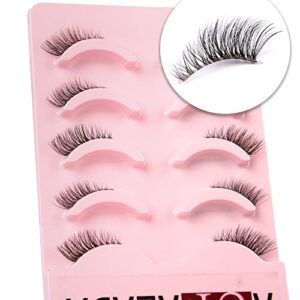 False Eyelashes Natural Half Lashes Short Wispy Clear Band Lashes Pack Cat Eye 3D Faux Mink 3/4 Eye Lashes Multipack By AUPALADA
