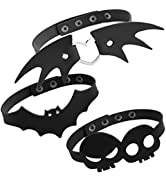 Milakoo Women Necklace Punk Bat Wings Skull Pattern Choker Heart Love Ring Vintage Neck Accessory