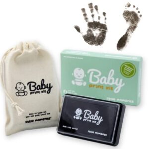 Baby Footprint Kit - Easy Clean Baby Safe Black Ink Pad for Baby Hand Print and Footprint kit with Lifetime inkpad Guarantee by Bella Beso