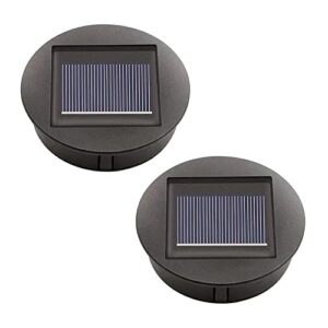 Set of 2 Solar Lights Replacement Top with LED Bulbs Solar Panel Lantern Lid Lights Replacement Top Light Bulb Replacement Part for Outdoor Hanging Lanterns DIY for LED Solar Lights Garden Deco