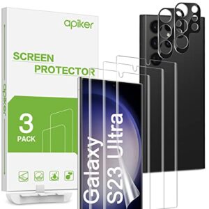 apiker 3+2 Pack Compatible with Samsung Galaxy S23 Ultra Screen Protector and Camera Lens Screen Protector