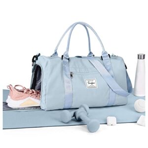 Gym Bag Womens Mens with Shoes Compartment and Wet Pocket