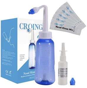 CROING - 40 x Sinus Rinse Mix + 1x Nasal Wash Bottle (300ml)+1 x Spray Bottle (50ml)
