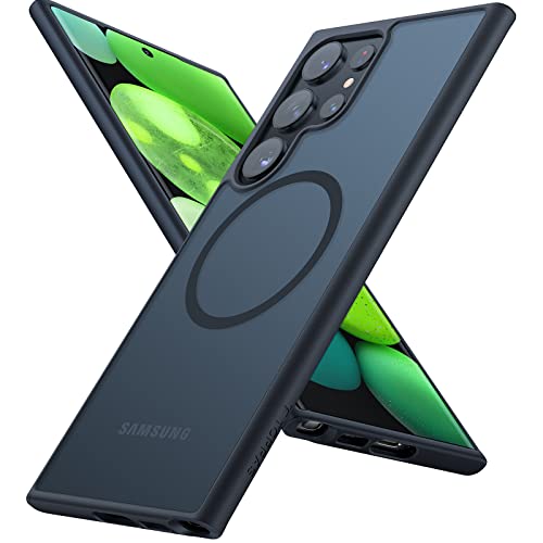 TORRAS Magnetic Samsung S23 Ultra Case for Magsafe - [2023 SGS Military Shockproof] [20W Magnetic] Samsung Galaxy S23 Ultra Case Magnetic Translucent Slim Samsung S23 Ultra Phone Case 5G Cover Black