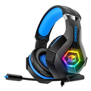 Gaming Headset Stereo Surround Sound Gaming Headphones with Breathing RGB Light & Adjustable Mic for PS4 PS5 PC Xbox One Laptop Mac