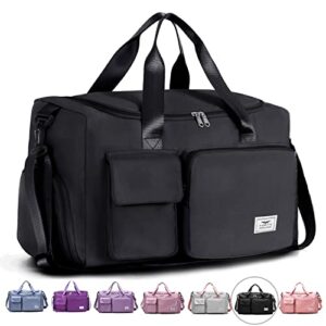 FIORETTO Womens Mens Sports Gym Bag Duffle Bag with Shoes Compartment