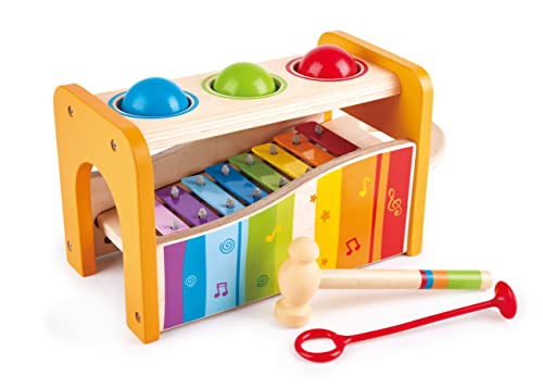Hape Pound & Tap Bench with Slide-Out Xylophone by Hape | Award-Winning Durable Wooden Musical Pounding Toy for Toddlers