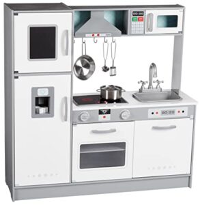 Amazon Basics Kids Wooden Upright Kitchen Playset with Interactive Doors