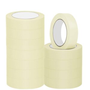 NORTHERN BROTHERS Masking Tape for Painting Painting Tape Masking Tape 25mm Indoor Decorators Decorating Tape Beige Adhesive Crafts Painters Tape 12 Rolls (25mm x 20M)