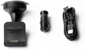 TomTom Sat Nav Windscreen Mount Click & Go plus Car Charger and USB Cable for older TomTom GO and Trucker Models (check compatibility list below)