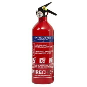 Multi Purpose Powder Fire Extinguisher – Ready to Use in Seconds – 1kg ABC Fire Extinguisher for Home & Kitchen Use – 5 Year Guarantee – Firechief Travel Extinguisher for Cars
