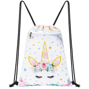 WAWSAM Drawstring Backpack for Kids - 34 x 45cm Sports Gym PE Bag Waterproof Beach Swimming Pool School with Zippered Pocke