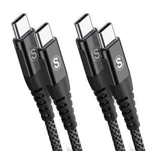 2-Pack 2M USB C to USB C Cable 60W 3A Fast Charger Cable Braided Compatible for Samsung Galaxy S22/S21/S20+ Ultra