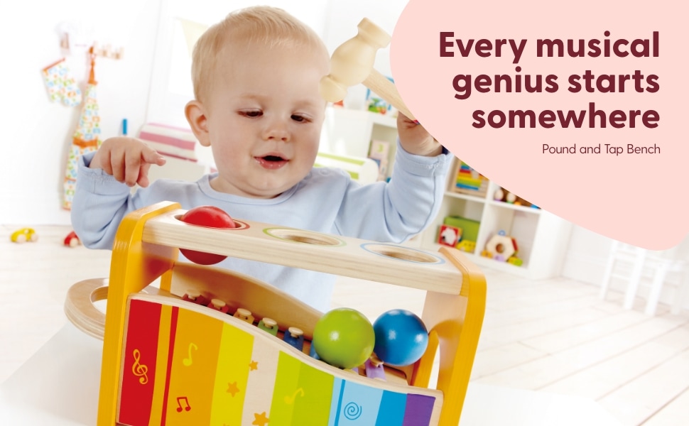 Baby playing on Pound and Tap Bench