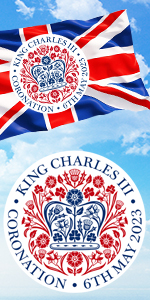 king charles III coronation flag with Official Coronation Logo
