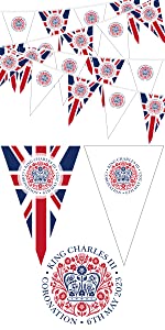 20PCS Coronation Triangle Fabric Bunting for King Charles III