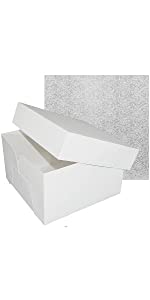 Culpitt Cake Board and Box Combo, White Box and Silver Cake Drum