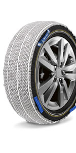Snow socks; snow chain easy to put on; Michelin car snow socks; SOS Grip.
