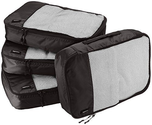 Amazon Basics Packing Cubes with Mesh Top Panel for Ventilation and Double Zipper Pulls - Medium