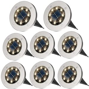 ZFITEI Solar Lights Outdoor Garden，Deck Lights Solar Powered - 8 LED ，Outdoor Solar Ground Lights for Landscape，Walkway，Lawn ，Steps Decks，Pathway Yard Stairs Fences，Garden Decorations（Warm White