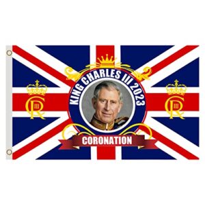 5ftX3ft Union Jack Flag King Charles III Coronation Flag Our new King Long Live The King Souvenir Flag for Celebrations New King Flag Coronation Street Parties Decoratio